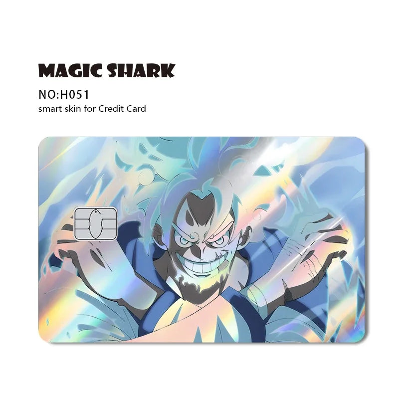 Magic Shark Luffy Zorro Ace Skull Anume Holographic Shinny Laser Sticker Film Skin for Credit Debit Card Beauty World Shop
