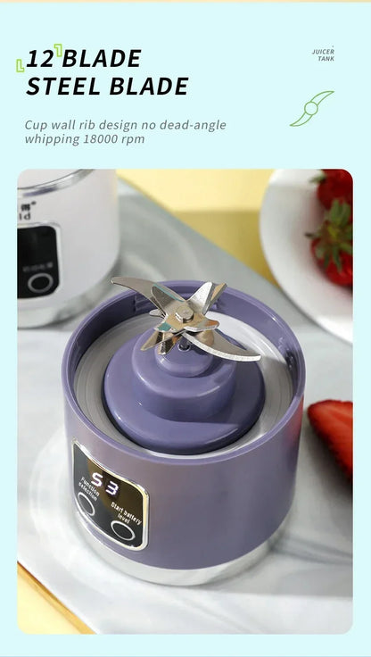 blender juicer Portable Electric Juicer 450ml 8 Blades Travel Juicer Machine Chargeable Shakes Smoothie Blenders Fresh Juice Cup Beauty World Shop