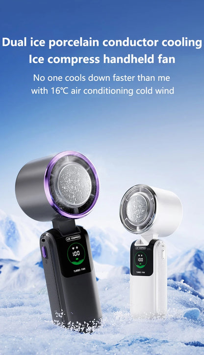 Portable Air Cooling Turbos Handheld Fan 100-Speed Adjustable Refrigeration Cooler 4000mAh LED Display USB Rechargeable