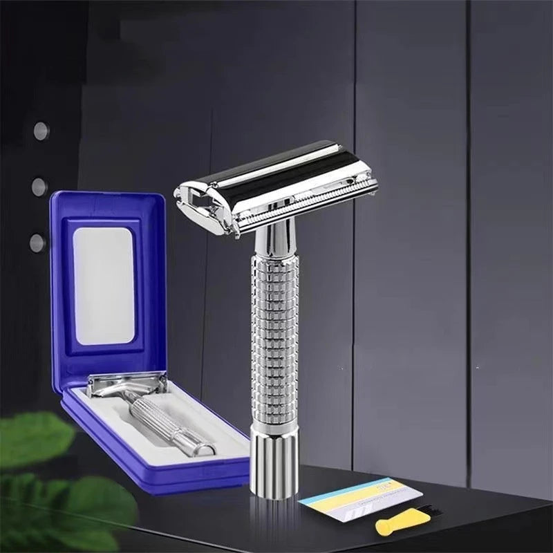 Men Shaving Razor with Blade Sliver Folding Shaving Knife Facial Hair Stainless Steel Straight Razor Barber Tools 10 Pcs Blades Beauty World Shop