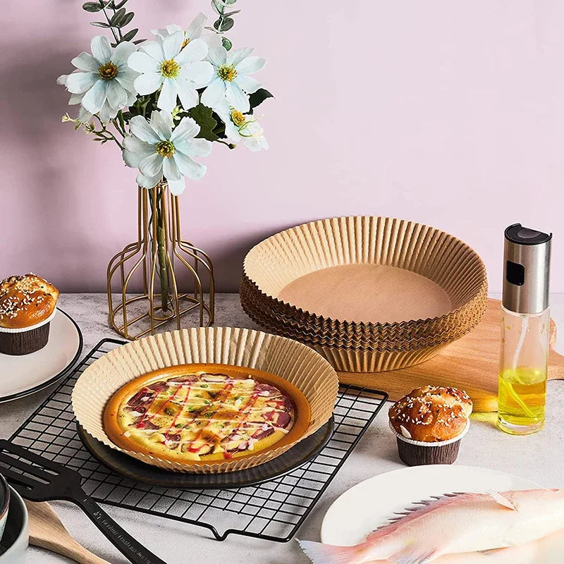 50/100Pcs Air Fryer Disposable Paper Non-Stick Airfryer Baking Papers Round Air-Fryer Paper Liners Paper Kitchen Accessories Beauty World Shop