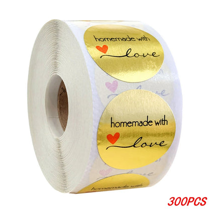 100-500pcs 1inch Vintage Kraft Paper Handmade With Love Stickers for Package Thank You Stationery Adhesive Labels Baking Seals Beauty World Shop