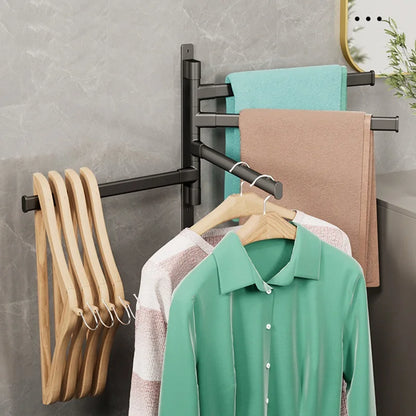 Bathroom Towel Rack Rotatable Towel Holder Space Aluminum 2/3/4/5-Bar Towel Hanger Kitchen Shelf Paper Hanging Wall Mounted Beauty World Shop