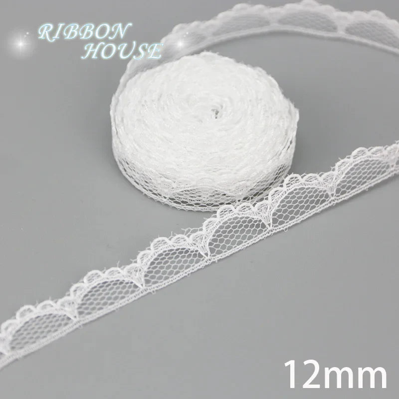 (5 yards/roll) white Lace ribbon fabric Webbing Decoration Lovely gift packing polyester Material Home Accessories Store
