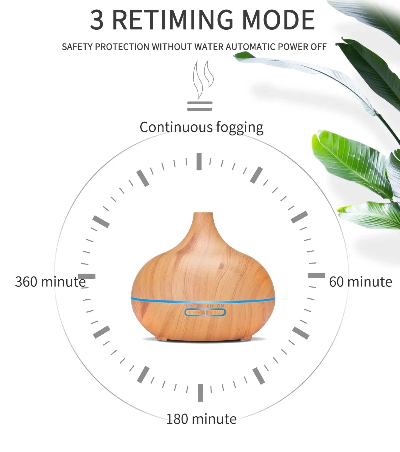 Air Humidifier Aromatherapy Essential Oil Diffuser Wood Grain 500ml Ultrasonic Remote Control 7 Color Lights For Home Bedroom ﻿ Beauty World Shop