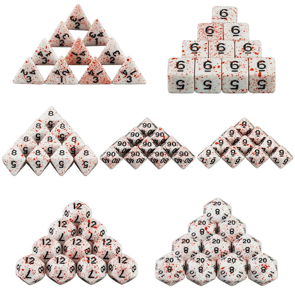 Dormia Dice DND Accessories Opaque White Acrylic Polyhedral Dice Set With Special Blood Effect For Table Board Role Playing Game Beauty World Shop