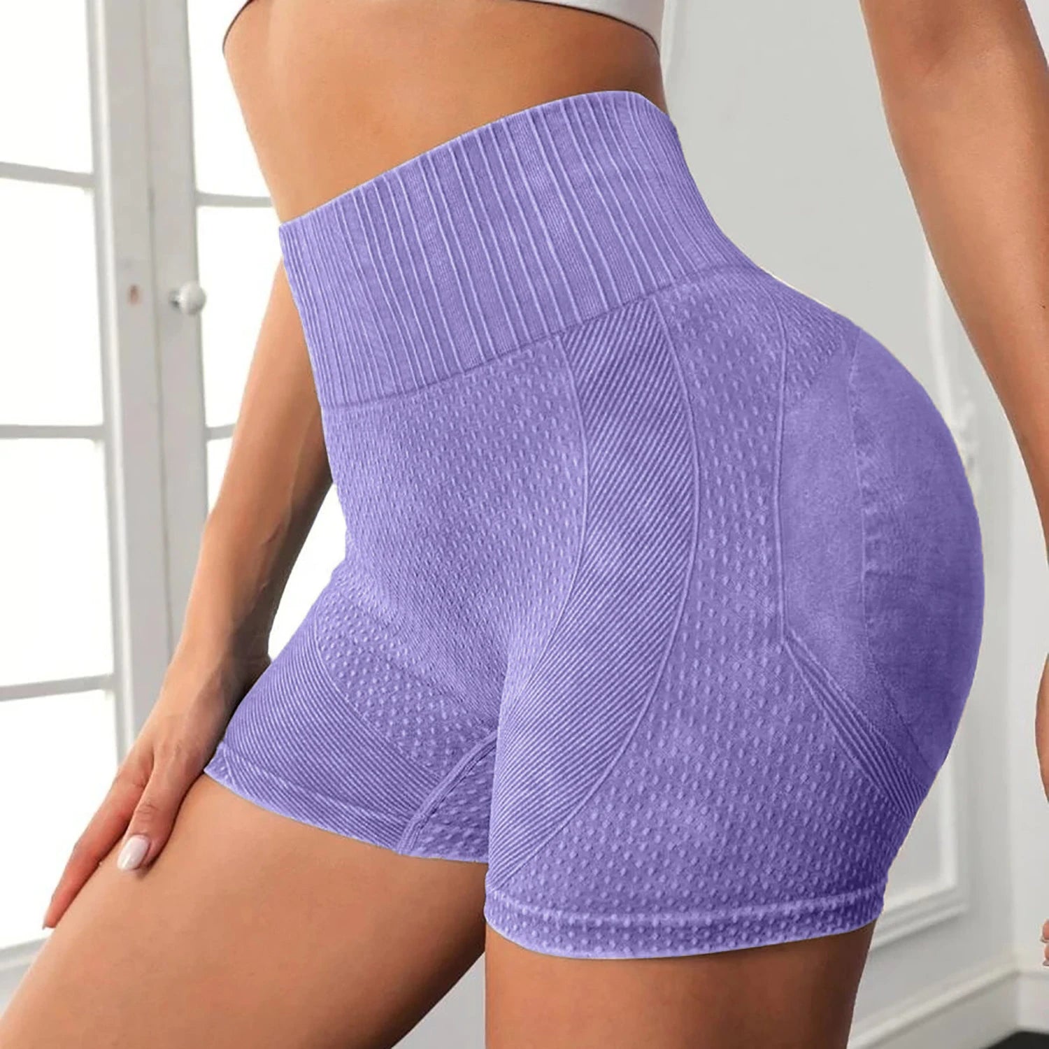 Women's Peach Booty Lifting Yoga Shorts - High-Waisted Slim-Fit Washed Workout Shorts Quick-Dry Breathable fitness apparel Beauty World Shop