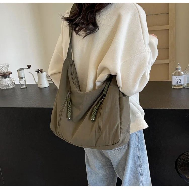 Trendy Women's Soft Cloth Shoulder Bag Solid Color Student 2026 Spring Y2k Casual Style Big Handbags Crossbody Bags for Women Beauty World Shop