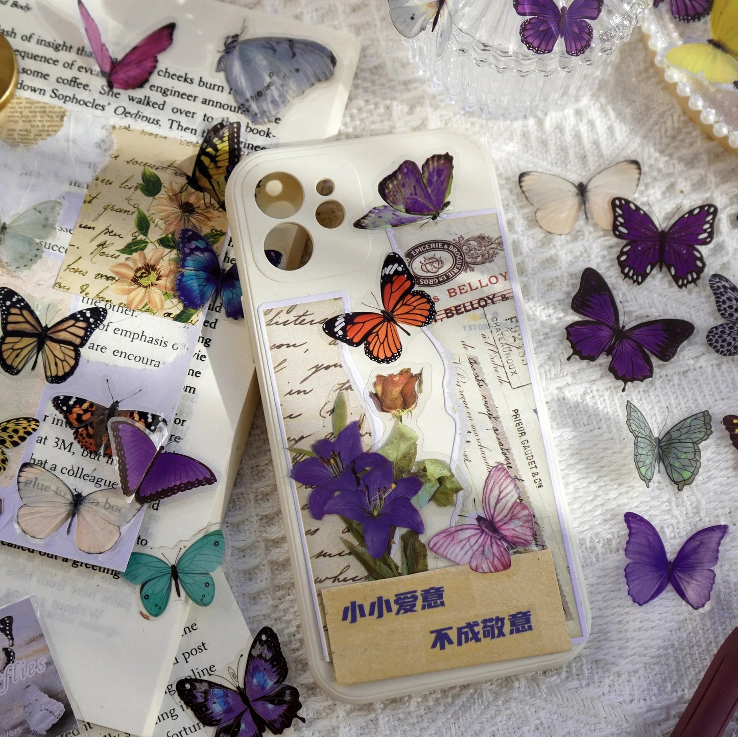 Journamm 40pcs/pack Butterfly Series Stickers Art Collage Junk Journal DIY Scrapbooking PET Waterproof Craft Aesthetics Stickers Beauty World Shop