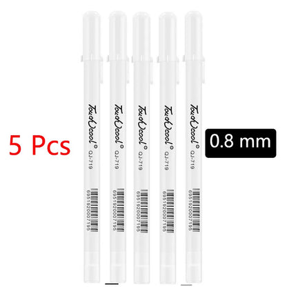 White Marker Pens set Oily Waterproof White Gel Pen DIY Graffiti Sketching Marker Stationery Writing School Supplies brush Beauty World Shop