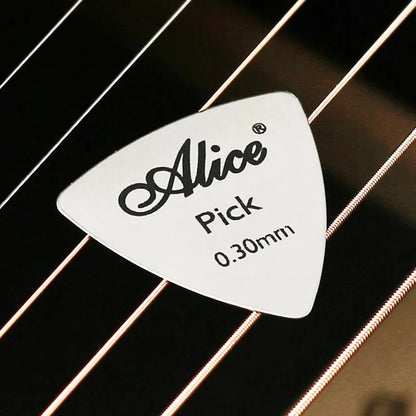 Alice 10Pcs Metal Guitar Pick 0.3mm Thin Durable Silver Color Professional Bass Ukelele Guitar Picks Guitar Amplifier Bass Guita Beauty World Shop