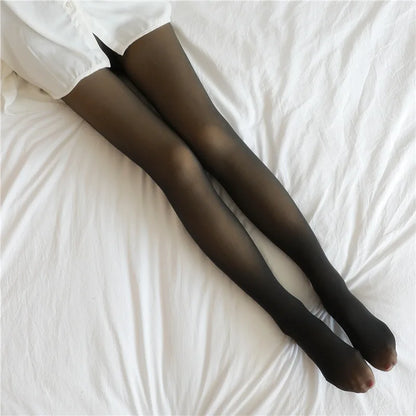 Women Thermal Leggings Winter Warm Sexy Elastic Translucent Pantyhose Female Fleece Thermal High Waist Slim Thicken Tight Pants Beauty World Shop