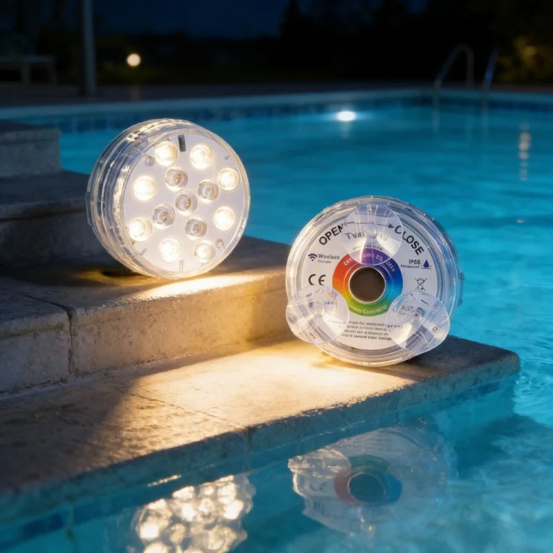 USB Pool Lights Rechargeable Submersible LED Lights with Remote RF IP68 Underwater Waterproof Pond Light for Inground Pool Decor Beauty World Shop