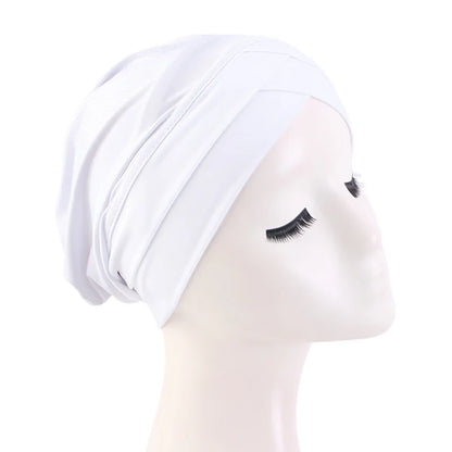 New Women cross muslim hijab inner hat Islamic UnderScarf Arab Wrap Chemo Bandana Muslim Scarf Hijab Bonnet Cap Indian Hat Beauty World Shop