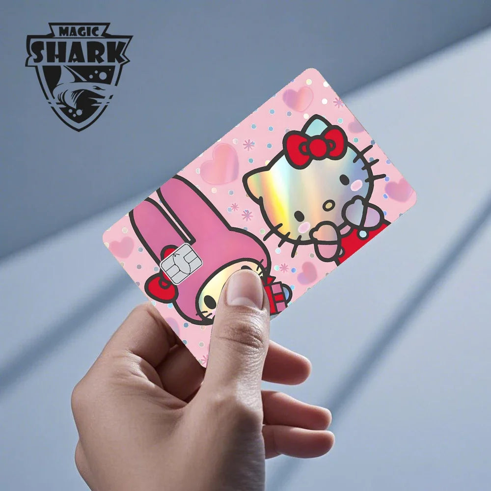 Hot Sale Hello Kitty Kuromi Holographic Laser Shinny Film Skin Cover Sticker for Debit Credit Card Bank Card Beauty World Shop