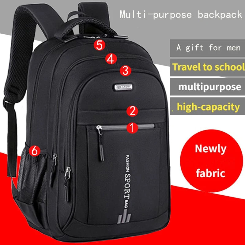 Unisex Large Capacity Backpack, Business Travel Laptop Bag, Multi-Compartment Design, Adjustable Straps, Ideal for Work Leisure Beauty World Shop