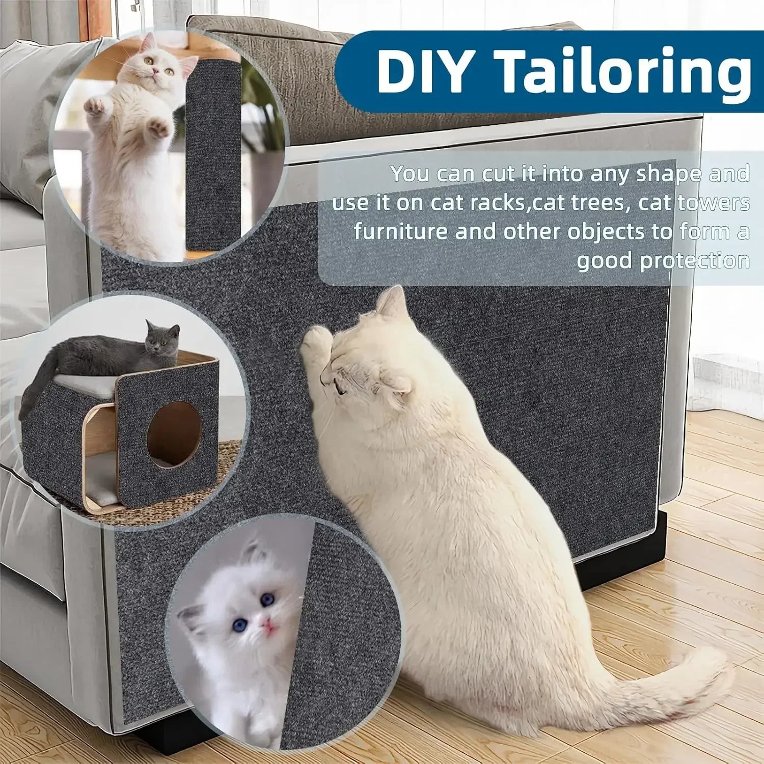 Trimmable Cat Scratching Mat Cat Scratcher Sofa Tape Scratching Post Self-adhesive Carpet Cats Scratch Board Cat Accessories Beauty World Shop