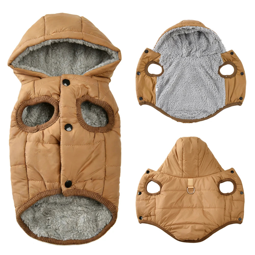 Warm Fleece Dog Coat Hoodie For Small Medium Dogs Winter Puppy Clothes Jacket With D-ring Thick Cozy Pug Dachshund Parka Costume Beauty World Shop