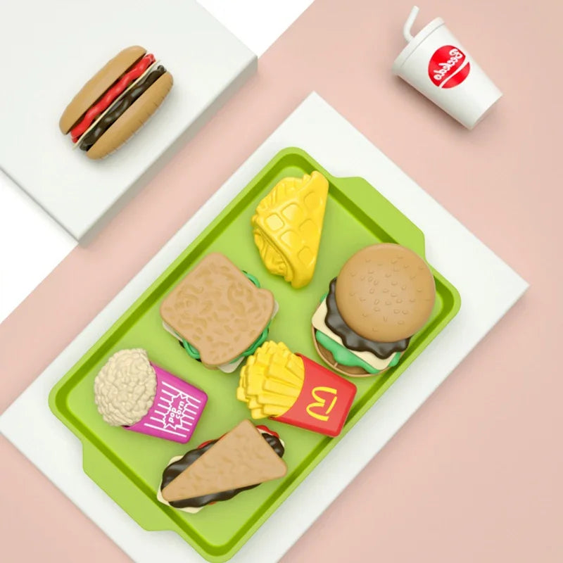 9 PCS Set Detachable Plastic Snack Hamburger Pretend Toy Kids Kitchen Play House Food Toy Beauty World Shop