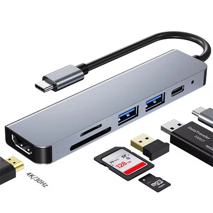 6 in 1 USB HUB C type-c HUB USB C to USB 3.0 HDTV-Compatible Dock for MacBook Pro For Nintendo Switch USB-C Type C 3.0 Splitter Beauty World Shop