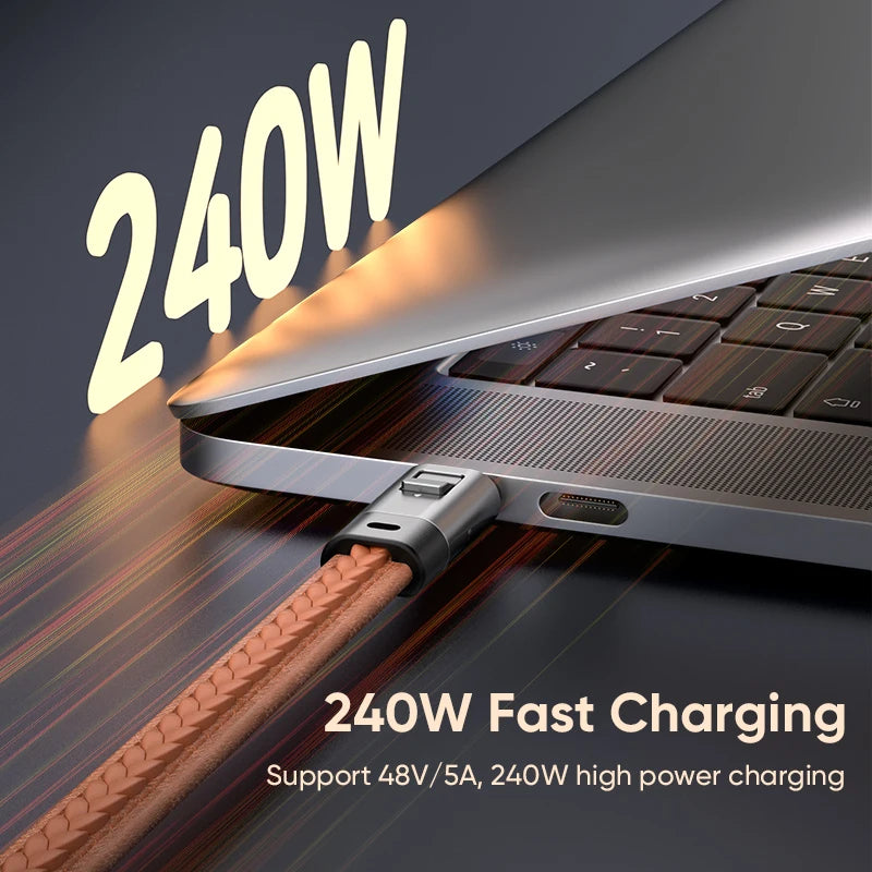 240W Mobile Fast Charging Cable Type-C to USB-C Keychain Anti Loss Hanging Rope 48V5A Short Line Laptop Tablet Charging Cable Beauty World Shop