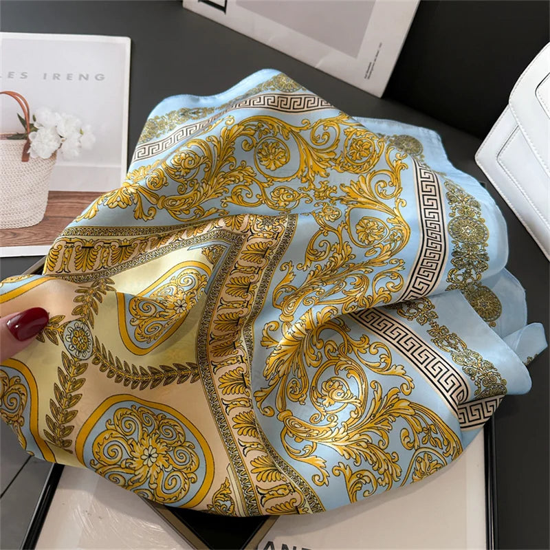 2025 New Fashion Luxury Printed Square Shawl Women 70x70cm Pashmina Silk Scarf Neck Headband Bandana Beauty World Shop