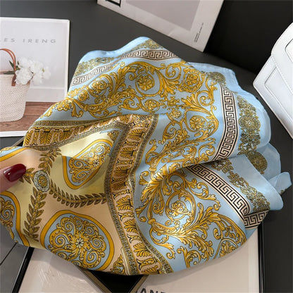 2025 New Fashion Luxury Printed Square Shawl Women 70x70cm Pashmina Silk Scarf Neck Headband Bandana Beauty World Shop
