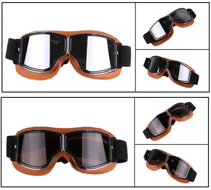 Motorcycle Glasses Windproof Motorcycle Helmet Glasses Sunglasses Retro Universal Folding Leather Retro Motorcycle Accessories Beauty World Shop