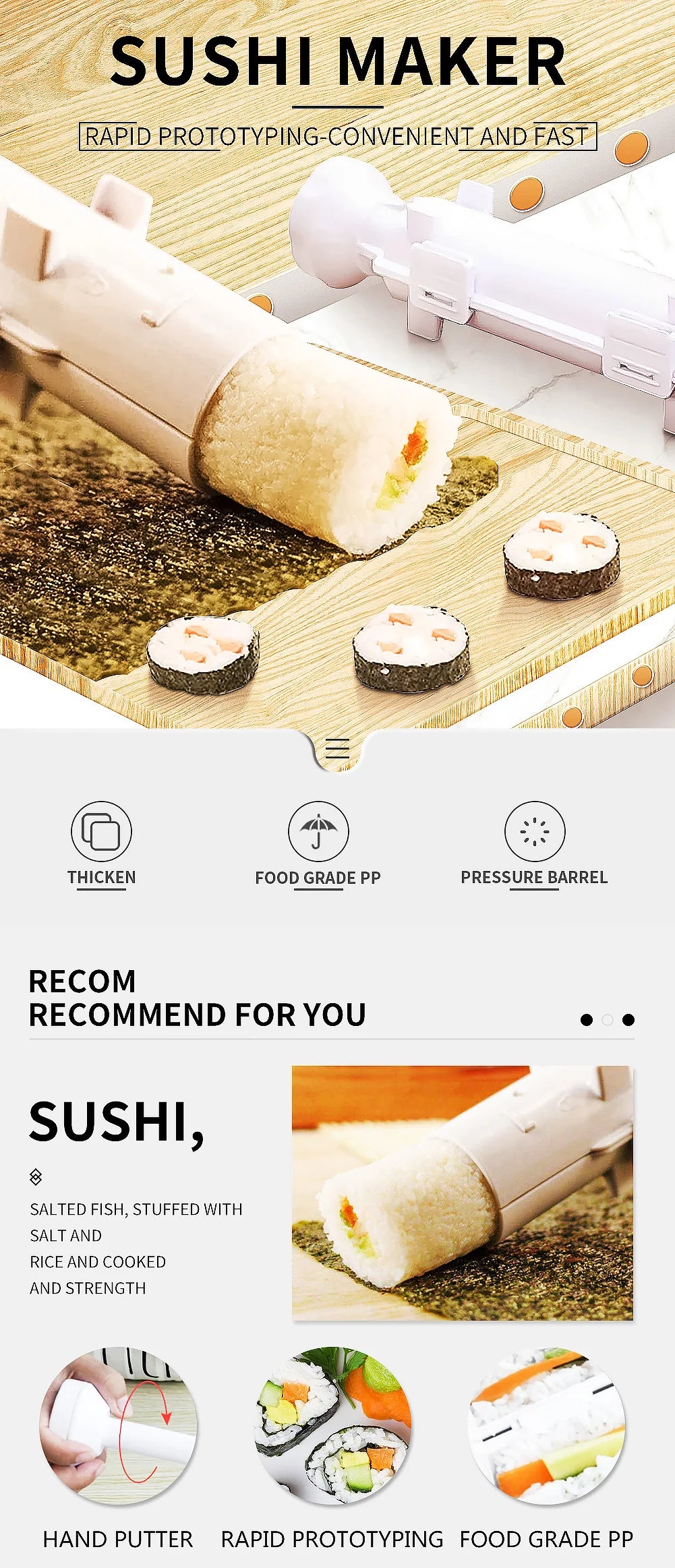 Sushi Tools Quick Make Japanese Roller Rice Vegetable Meat Roll Sushi DIY Sushi Making Machine Kitchen Supplies Beauty World Shop