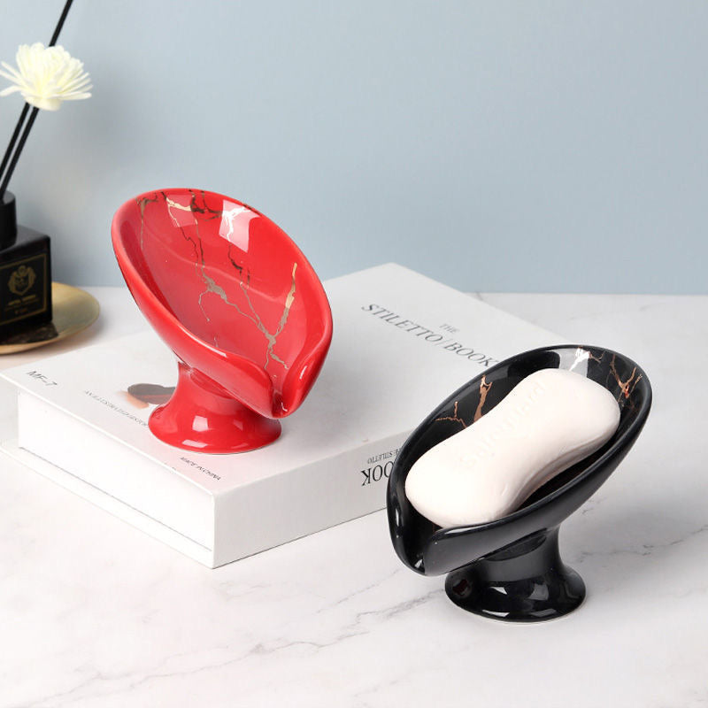 New 1 ceramic Leay shower soap holder, bathroom and kitchen supplies shape box, drain hole tray, storage board Beauty World Shop