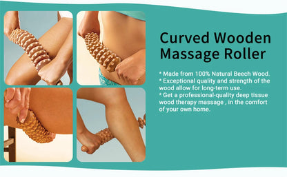 Natural Curved Wooden Massage Roller for Waist and Thigh, Multi-Functional Body Roller for Cellulite Reduction & Muscle Tension Beauty World Shop