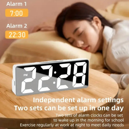Latest Digital Clock LED Alarm Clock Bedroom Electronic Desktop Clock With Temperature Display Adjustable Brightness 12/24 Hours Beauty World Shop