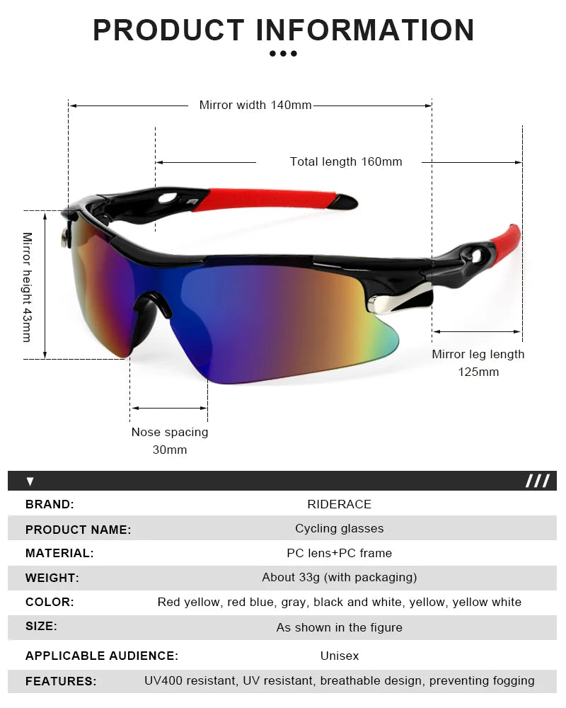 Sports Men Sunglasses Road Bicycle Glasses Mountain Cycling Riding Protection Goggles Eyewear Mtb Bike Sun Glasses Beauty World Shop