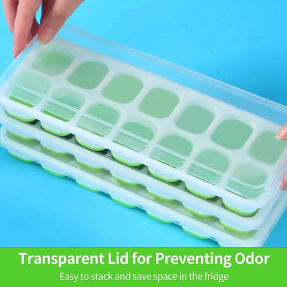Ice Cube Tray Mold with Lid Silicone Square 14 Cube Easy Release Ice Cube Molds Summer Kitchen Bar DIY Iced Cocktail Freeze Tool Beauty World Shop