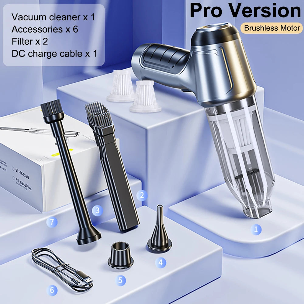 Car Vacuum Cleaner Wireless Portable Vacuum Cleaner 95000PA Strong Suction Handheld Mini Cleaner High Power Blower for Car Home Beauty World Shop