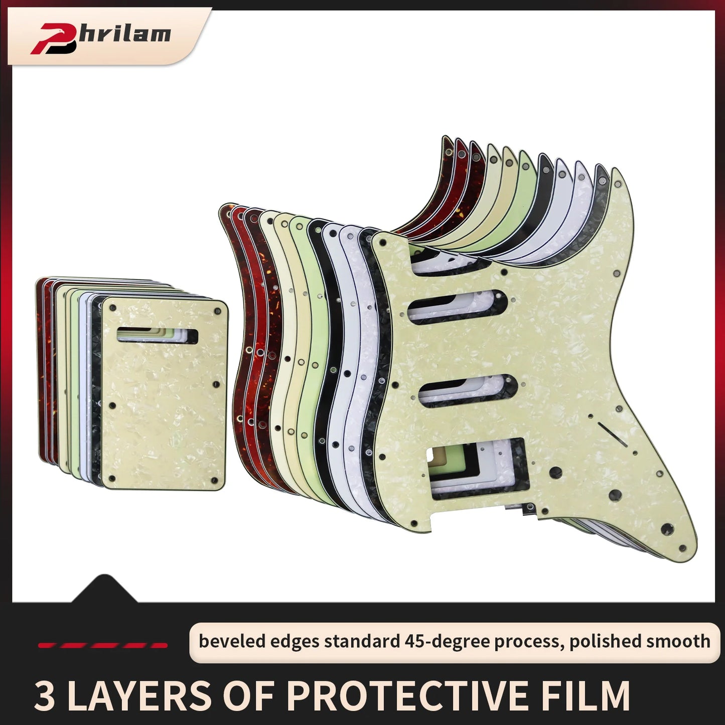 PHRILAM SSH 11 hole ST electric guitar guard, 3-Layer  St  Pickguard with Aluminum Foil Shield Fits American/Mexican ST Beauty World Shop