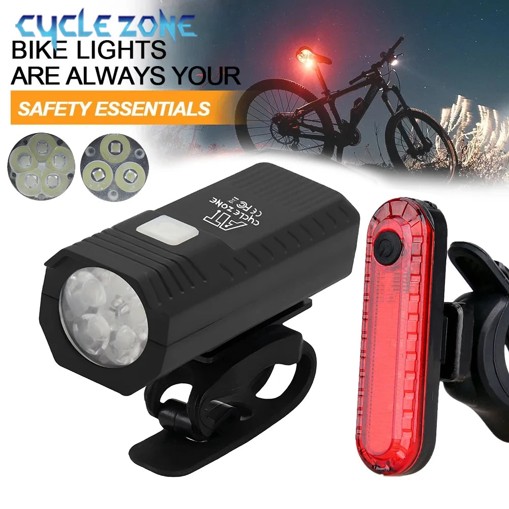 Bike Light Set Front Light with Taillight LED Rechargeable Bicycle Lights 3 Modes Headlight Easy to Install Night Cycling Lamp Beauty Fashion