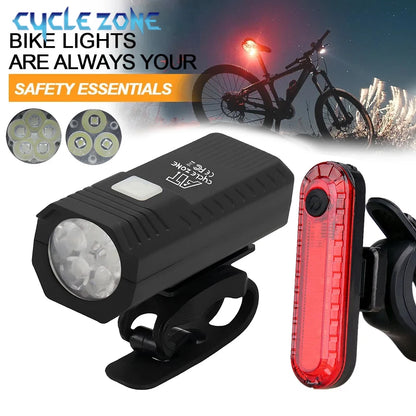 Bike Light Set Front Light with Taillight LED Rechargeable Bicycle Lights 3 Modes Headlight Easy to Install Night Cycling Lamp Beauty Fashion