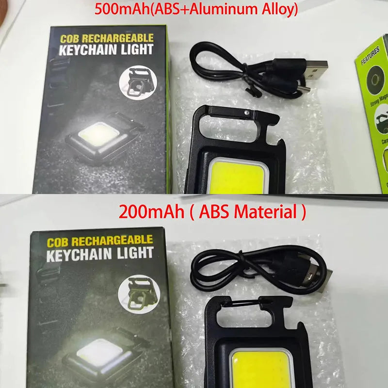COB LED Mini Flashlight Super Bright EDC Keychain Light Outdoor Emergency Camping Pocket Lamp With Tail Magnet Corkscrew Beauty World Shop