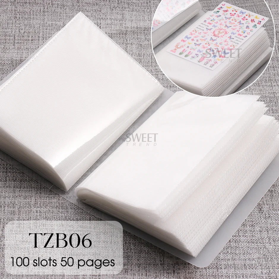 100 Slots Empty Nail Art Sticker Storage Book Album Exhibition Decals Collecting Organizer Holder Display Notebook Manicure Tool Beauty World Shop