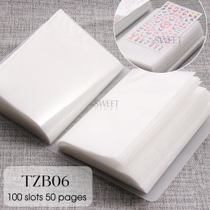 100 Slots Empty Nail Art Sticker Storage Book Album Exhibition Decals Collecting Organizer Holder Display Notebook Manicure Tool Beauty World Shop