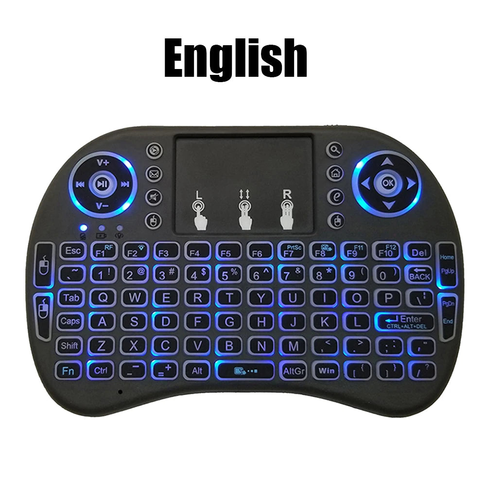 2.4G Air Mouse with Touchpad Keyboard i8 Arabic French Spanish Russian Backlit Mini Wireless Keyboard for PC Android TV Box Beauty World Shop