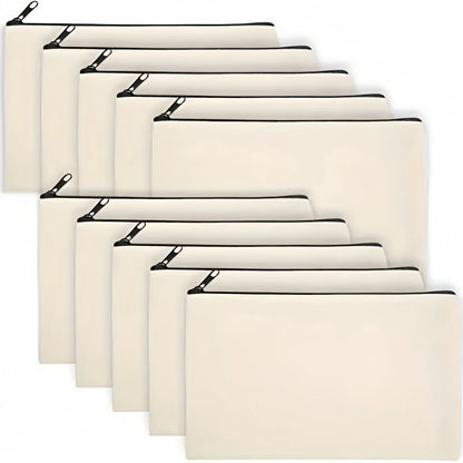 5pcs Blank Canvas Zipper Pouch Bulk, Makeup Bag Pencil Case For Cosmetic & DIY Crafts, Independence Day Beauty World Shop