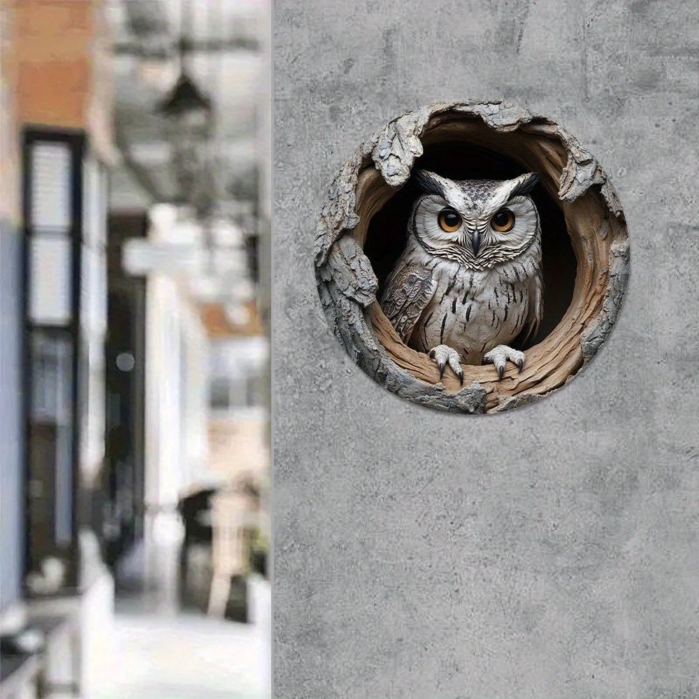Contemporary Owl Wall Theme Round Wooden Home Kitchen Garden Club Garage Office Wall Decor Ideal Holiday Gift 8 inch Beauty World Shop