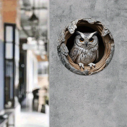 Contemporary Owl Wall Theme Round Wooden Home Kitchen Garden Club Garage Office Wall Decor Ideal Holiday Gift 8 inch Beauty World Shop