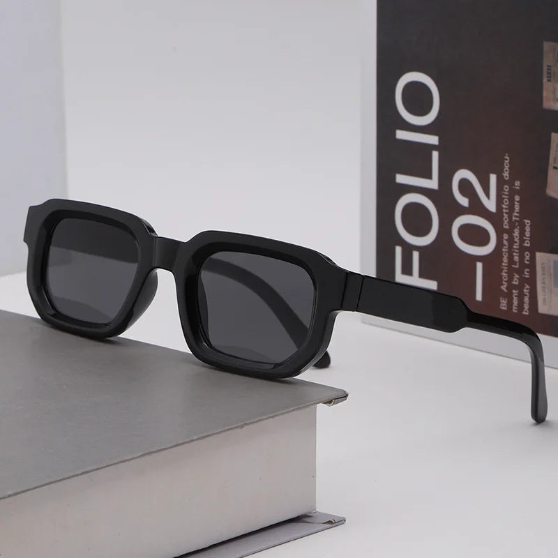 New Retro Rectangular Frame Sunglasses - Fashionable Retro Sunglasses With Uv400 Protection3007 Beauty World Shop