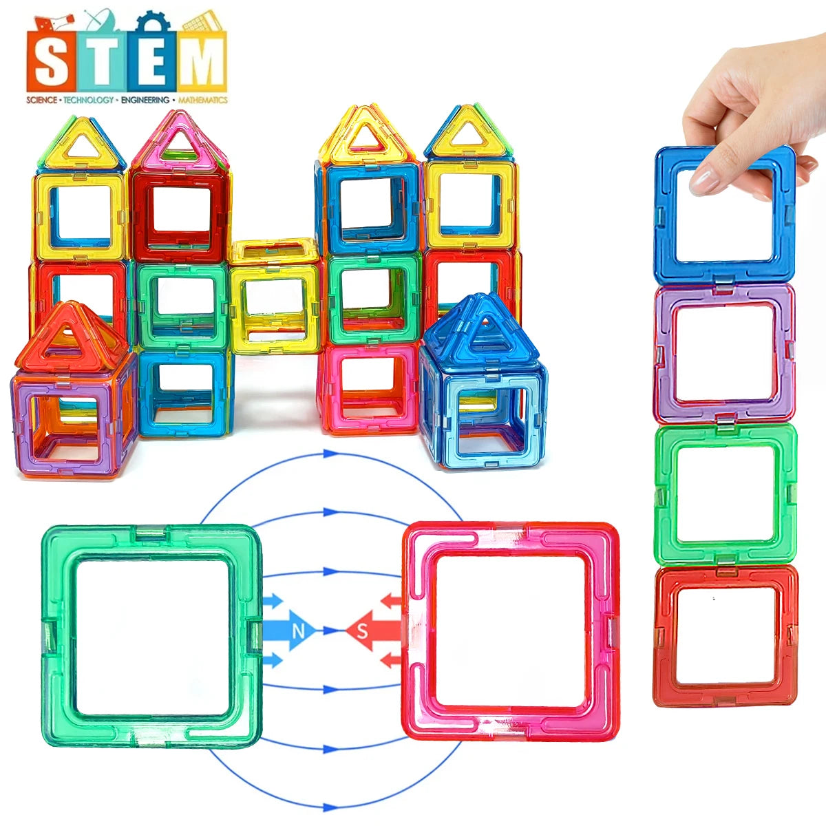 Magnetic Building Blocks DIY Magnets Toys medium size STEM Toys Construction Toys Learning Educational Magnet Toys Beauty World Shop