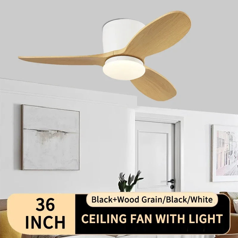 36 Inch Modern Low Floor Ceiling Fan Light with Remote Control, Living Room, Bedroom, Dining Room, Ceiling Fan Pendant Light THee STORE