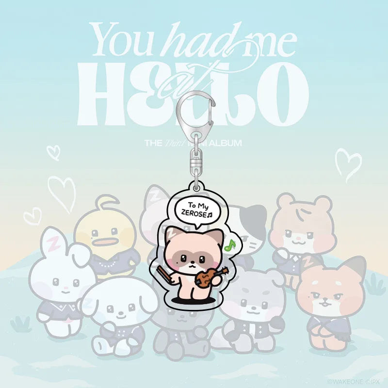 Kpop ZB1 Doll Keychain 12CM Zeroni Cartoon Cute Plush Doll Pendant Bag Accessories Key Ring ZhangHao HanBin Ricky Fans Gift Beauty World Shop