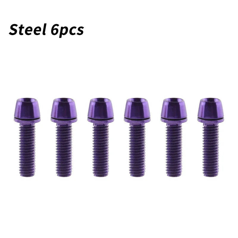 MUQZI 6pcs Stem Bolts M5x17mm Bicycle Handlebar Stem Screw With Washer MTB Road Bike Stem Riser Screw Beauty World Shop